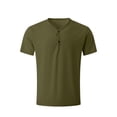 thumbnail image 3 of Mens Fashion Solid Color Shirt Casual Short Sleeve Henley Shirt Golf Polo Shirts Active Athletic Sports T Shirts, 3 of 7