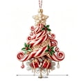 thumbnail image 2 of 3.15 in 2D Candy Cane Christmas Ornament, Vintage Red and White Hanging Pendant with Santa, Gnome, Reindeer and Sleigh Artwork for Tree and Seasonal Display, 2 of 7