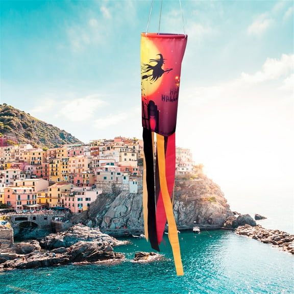 Hanging Windsock Flag for Garden Decor — 5.1in x 39.3in, Polyester Festival Decoration for Yard, Patio & Party(D)