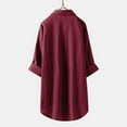 thumbnail image 3 of Fall Shirts for Women 2025 Solid Color Lapel Button Down Cotton Linen Loose Blouse Tops Long Sleeve Shirts for Women, 3 of 5