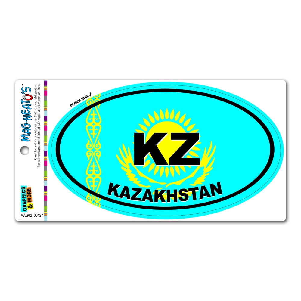 Kazakhstan Country Flag KZ Euro Oval Flag MAGNEATO'S(TM) Car