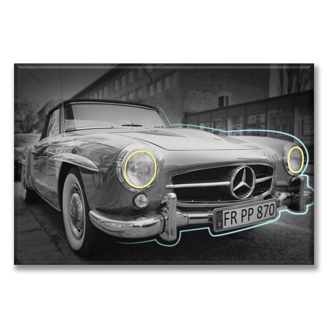Cuadro Canva Listo Para Colgar Tipo Galería Auto Vintage 50X75 cm