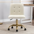 thumbnail image 7 of Duhome PU Leather Home Office Chair, White Desk Chair Tufted Vanity Chair with Wheels for Bedroom, 7 of 7