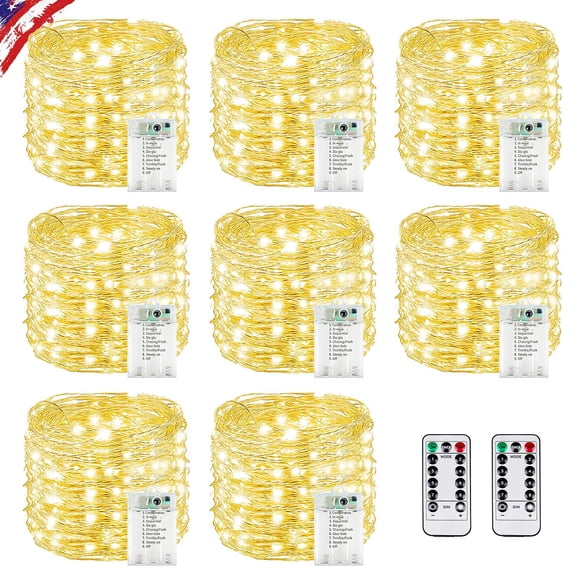 Control remoto Fairy Lights KAQ de 160 pies y 480 LED, funciona con pilas, resistente al agua