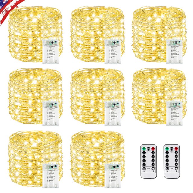 Control remoto Fairy Lights KAQ de 160 pies y 480 LED, funciona con pilas, resistente al agua