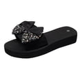 thumbnail image 1 of New Summer Flip-flops Linen Floral Flat Sandals Summer Sandals Black 41, 1 of 8