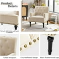 thumbnail image 3 of Upholstered Club Armchair Velvet Lounge Accent Chair Single Sofa Button Nailhead Wooden Legs Living Room Bedroom Tan, 3 of 6