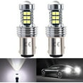 thumbnail image 1 of Bombillas LED P21/5W 1157 Bay15d de 12 V y 24 V (paquete de 2) para coche, con lente HD, 1200 lm, 6500 K, blanco, para luces de freno, traseras, diurnas, etc., 1 of 5