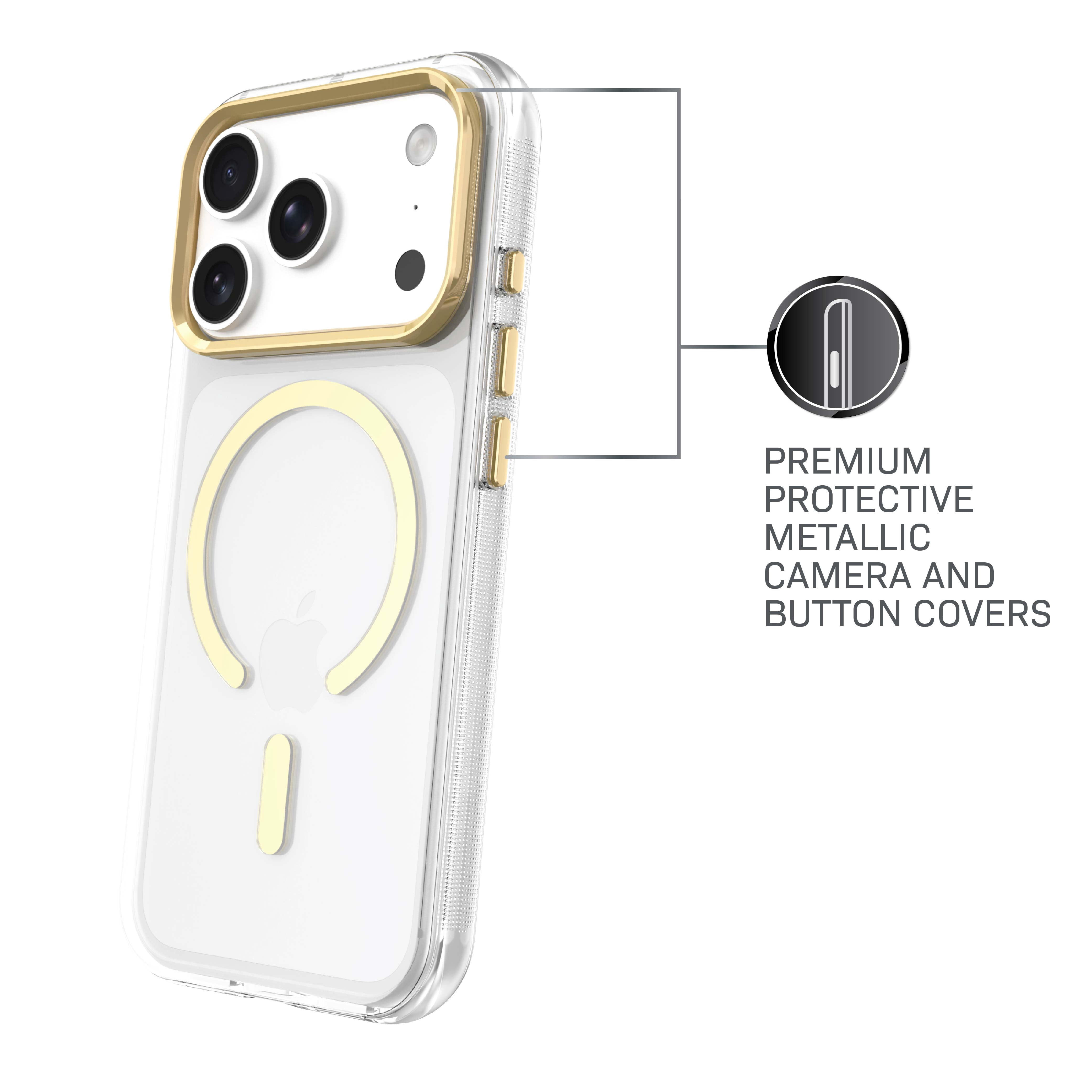 Body Glove Reflector Phone Case for iPhone 18 Pro / 17 Pro, MagSafe Compatible - Clear/Gold