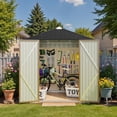 thumbnail image 3 of Greesum 6x4FT Outdoor Storage Shed, Utility Tool Shed Metal Storage Garden Shed with Door & Lock for Patio Storage, Brown, 3 of 7