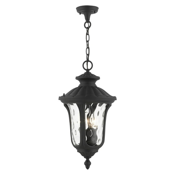 7858-14 Livex Lighting Oxford - 3 Light Outdoor Pendant Lantern in Traditional Style - 11 Inches wide by 20.5 Inches high-Textured Black Finish