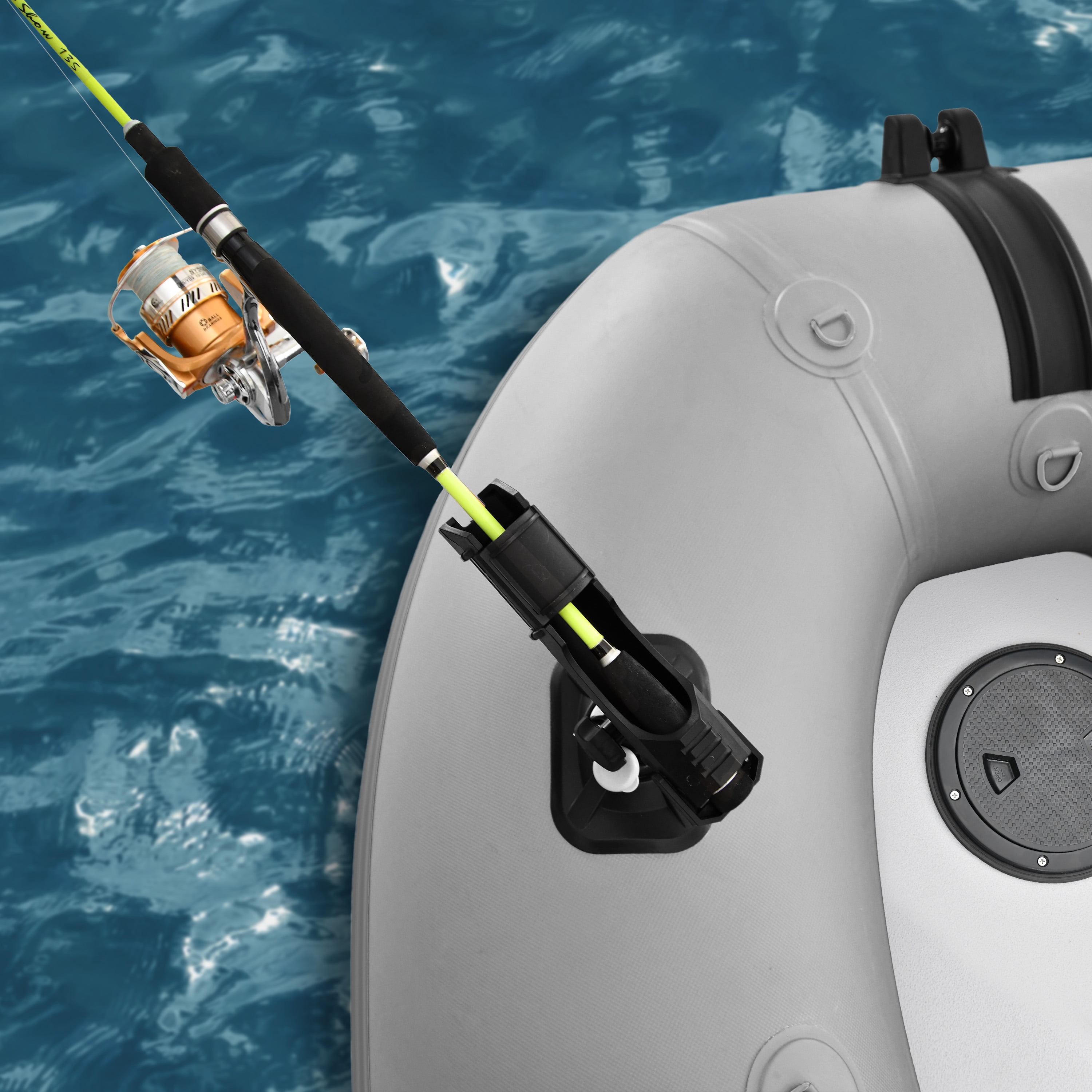 ALEKO Inflatable Fishing Boat with Aluminum Floor 12.5 ft Light and Dark Gray