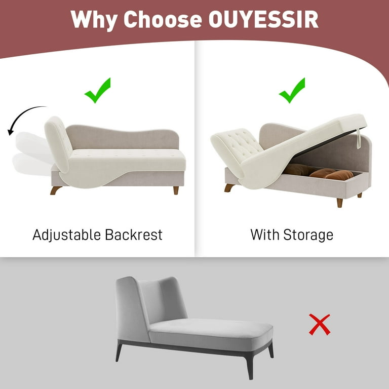 Ouyessir Velvet Chaise Lounge Sofa with Storage,Adjustable Ouyessir Velvet Chaise Lounge Sofa with Storage,Adjustable