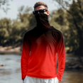 thumbnail image 4 of Gradient Hooded Long Sleeve Shirt for Men UPF 50+ Sun Protection Fishing Hiking Quick Dry Athletic Top Out Summer Sports Wear Cooling Red XL, 4 of 5