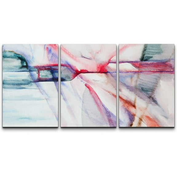 wall26 Canvas Print Wall Art Set Abstract Red & Green Color Field Abstract Shapes Illustrations Minimalism Chic Scenic Relax/Calm Patterns for Living Room, Bedroom, Office - 24"x36"x3 P