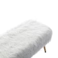 thumbnail image 7 of 47" Faux Fur Plush Ottoman Bench, Modern Fluffy Upholstered Rectangular Bench Footstool with Golden Metal Legs, Cute Vanity Chair Makeup Chair for Entryway Living Room Bedroom, White, 7 of 7