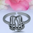 thumbnail image 2 of 10mm - Feet Toe Band Ring 925 Sterling Silver Thin Adjustable Stylish Rings for Women, 2 of 5