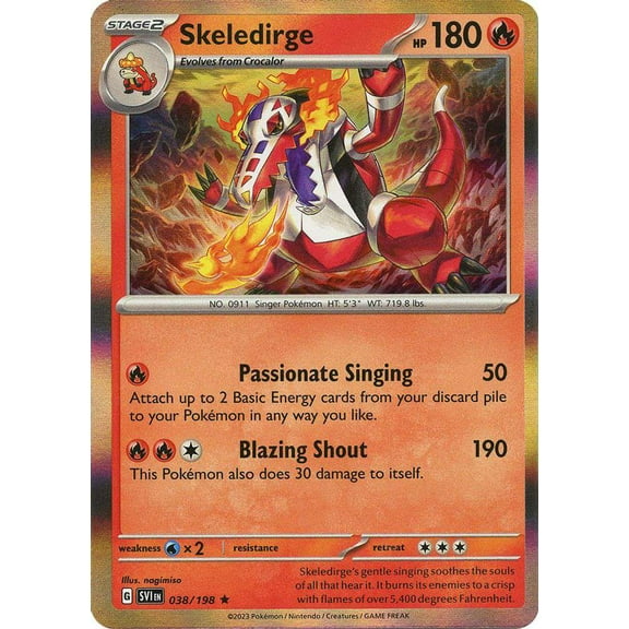 Pokemon Scarlet & Violet Base Set Holo Rare Skeledirge #38