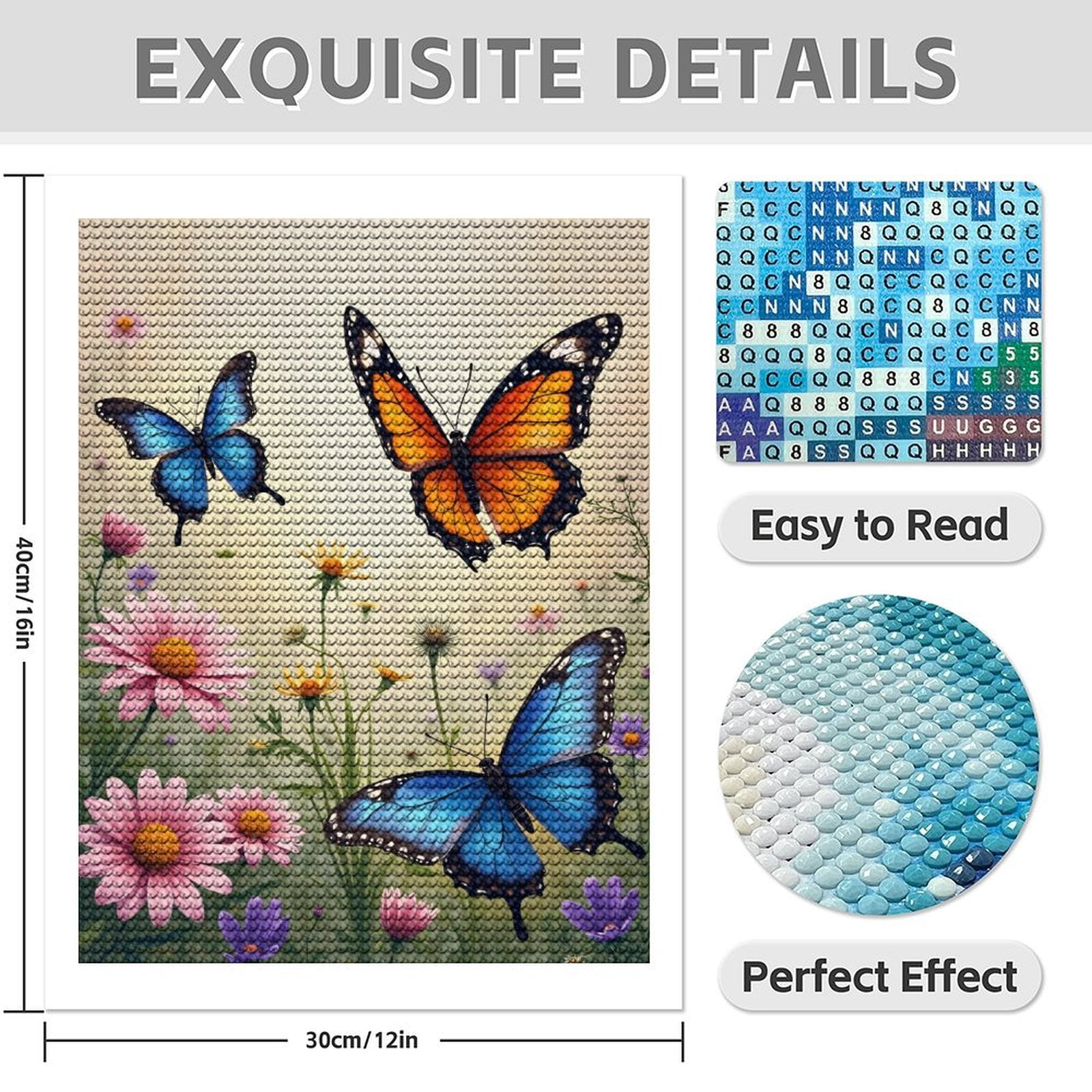 Diamond Art Kits for Adults - Modern Butterfly Bouquet Print No.585 5D Frameless Dimond Painting Kit for Adults Beginner, Round Diamond Kits for Home Wall Decor, Gift for Women