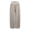 thumbnail image 4 of Women's High Waisted Flowy Palazzo Pants with Pockets, Knit Fabric, Wide Leg, Multiple Color Options, 4 of 4