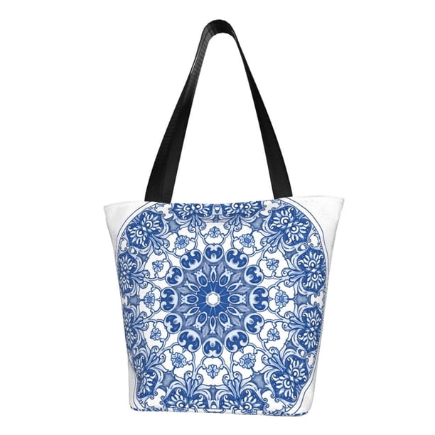 Balery Blue Watercolor Bolsa de Hombro con Diseño, Bolsa Grande y Duradera, Bolsa Versátil para Compras