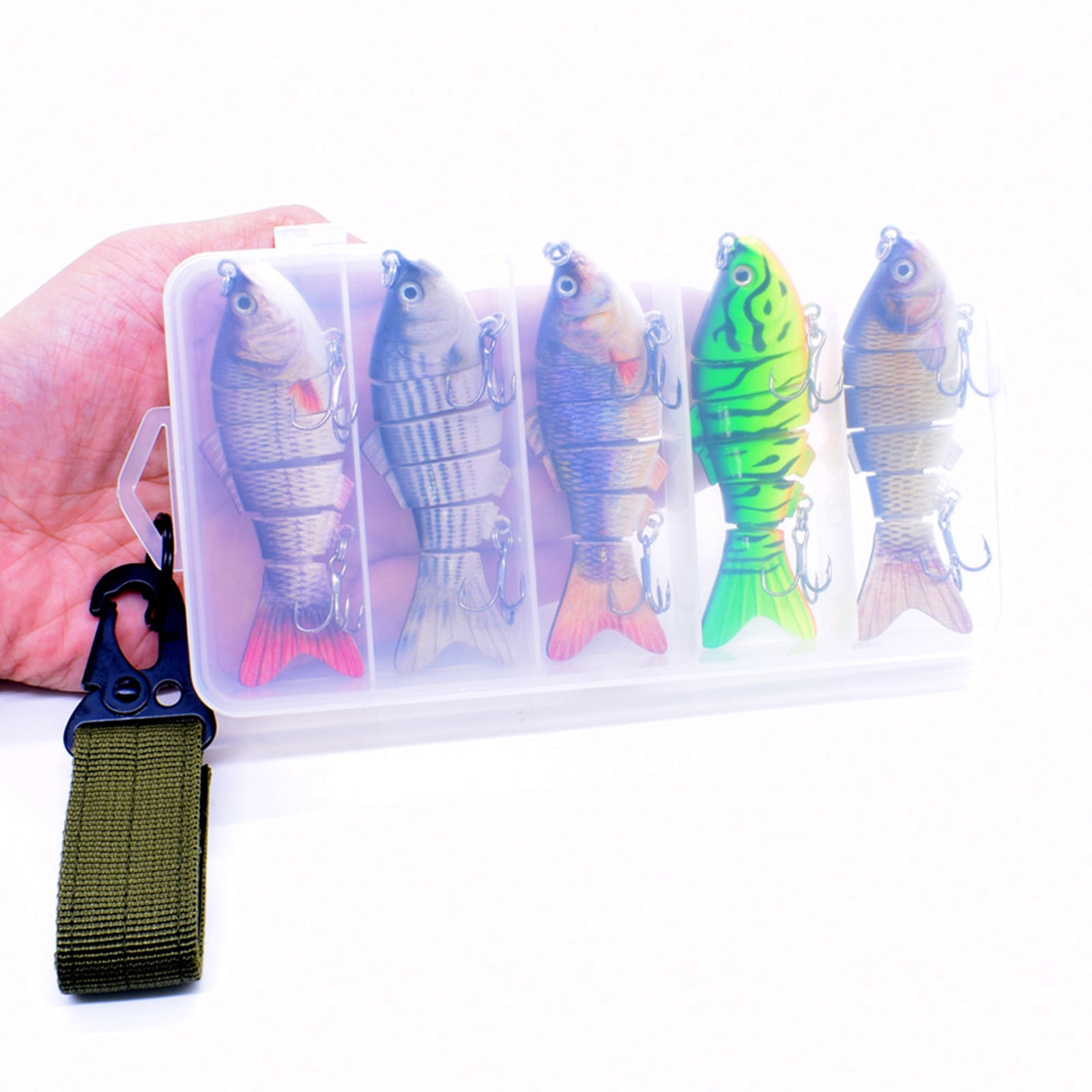 6segment 3.8inch 5pcs Fishing Lure Bait Swimbait Crankbait for Bass Muskie Pike Bass Lifelike Fish Minow Fishhook Fishing Tackle