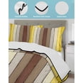 thumbnail image 4 of Quilts Full Size Bedding Set, Yellow Brown Lightweight Quilted Comforter, Farmhouse Wood Grain Vintage Striped Soft Reversible Bedspread Coverlet with Pillow Covers for All Season, 78" x 90", 4 of 7