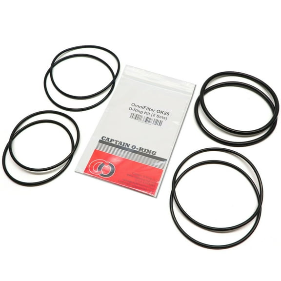 Captain O-Ring - Replacement OK25 O-Ring Kit Compatible with OmniFilter OB1, OB6, WH5, U25 Water Filter Housings 2 Sets, 8 O-Rings