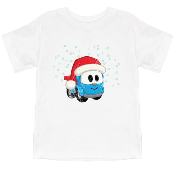 Leo the Truck Santa Hat Snow - Toddler Short Sleeve Graphic T-Shirt