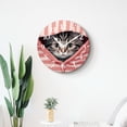 thumbnail image 4 of 16 Inch Wall Clock Battery Operated Silent Clock Decorative for Office, Kitchen, Outdoor, Living Room，Animal Cute Cat in Stripe Pocket Pattern, 4 of 4