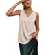 thumbnail image 2 of Camiseta sin mangas de satén con cuello en V para mujer, chaleco sin mangas de verano de Color puro holgado para uso diario, 2 of 6