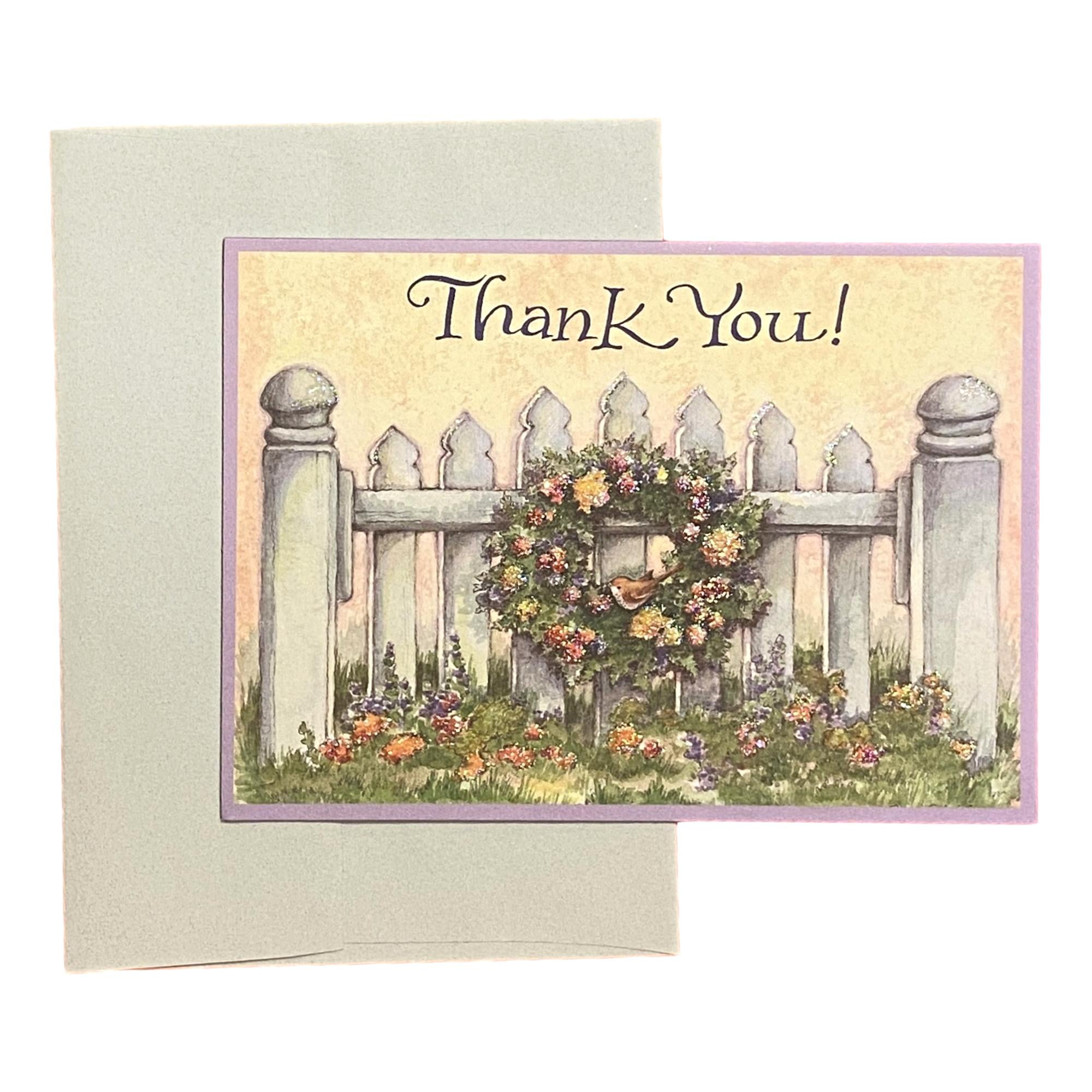 Thank You Greeting Card for Loved Ones, Family and Friends - Thank You! - Sparkling Glitter; flower, backyard