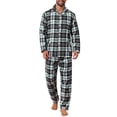 thumbnail image 1 of INSPIRAR CHIC Conjunto de Pijamas de Dos Piezas de Manga Larga con Botones Casual a Cuadros en Negro y Verde Talla S, 1 of 5
