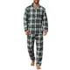 thumbnail image 1 of INSPIRAR CHIC Conjunto de Pijamas de Dos Piezas de Manga Larga con Botones Casual a Cuadros en Negro y Verde Talla S, 1 of 5