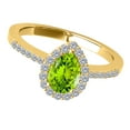 thumbnail image 3 of Aonejewelry 1.40 Ct. Ttw Diamond and Pear Shaped Peridot Ring in 10K Yellow Gold, 3 of 4
