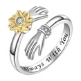 thumbnail image 1 of Ajustable Girasol Anillo de Plata Giratorio con Estilo Manos Abrazando Anillo, 1 of 2