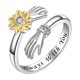 thumbnail image 1 of Ajustable Girasol Anillo de Plata Giratorio con Estilo Manos Abrazando Anillo, 1 of 2