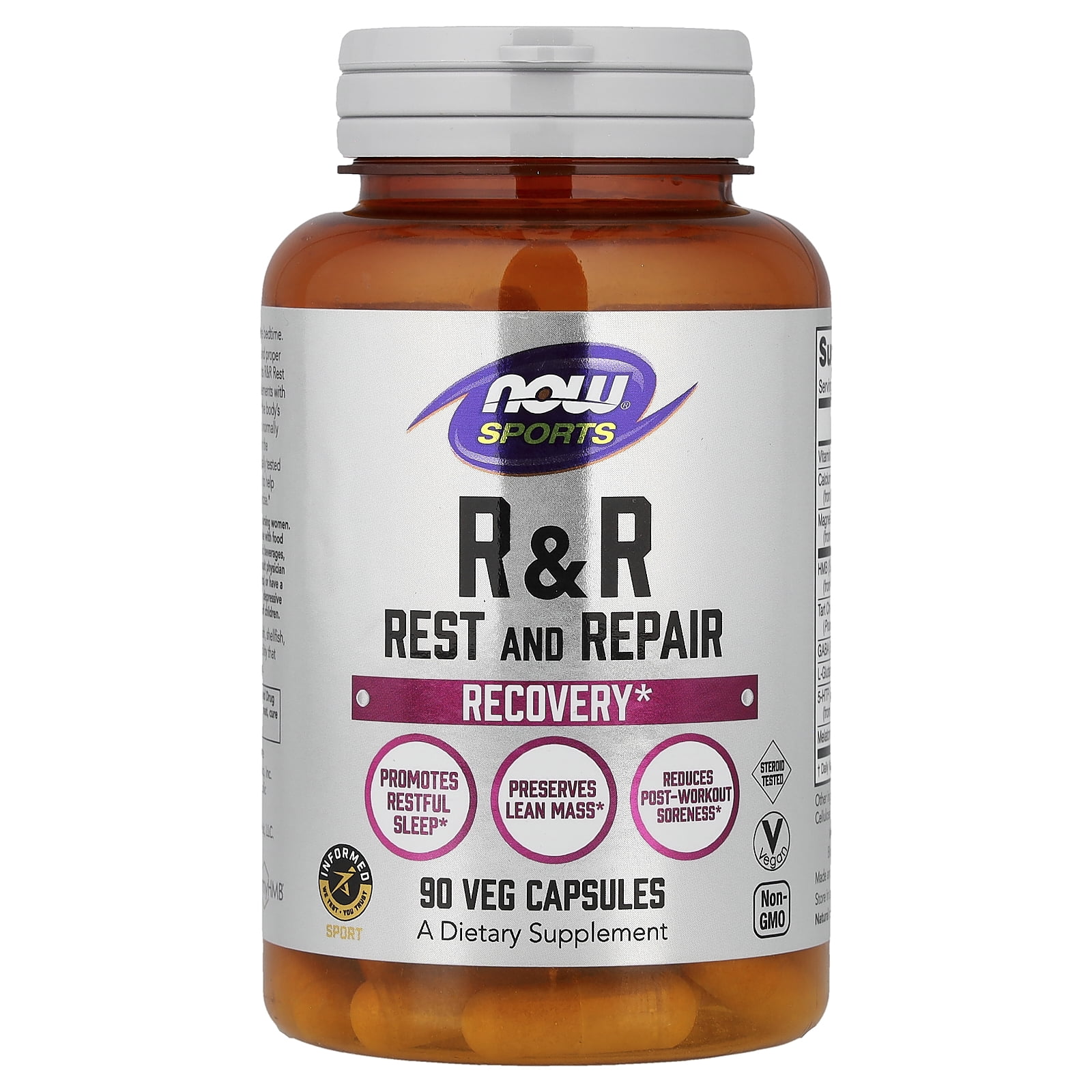 NOW Foods Sports Nutrition, RR Rest and Repair, Recovery, 90 Veg Capsules