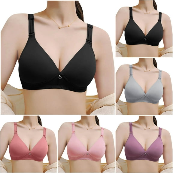 SMihono Push Up Bras for Women Older Front Zip Wireless Bra MagicLift Large Breasts Full Coverage Back Oversized High Support Bras Black 40
