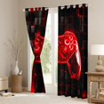 thumbnail image 3 of Homewish Neon Red Gamepad Black Out Curtains for Teens, Futuristic Checkered Honeycomb Curtains Pack of 2 (42x63 Each), Game Console Bedroom Curtains, Curtains and Drapes Home Decor, 3 of 6