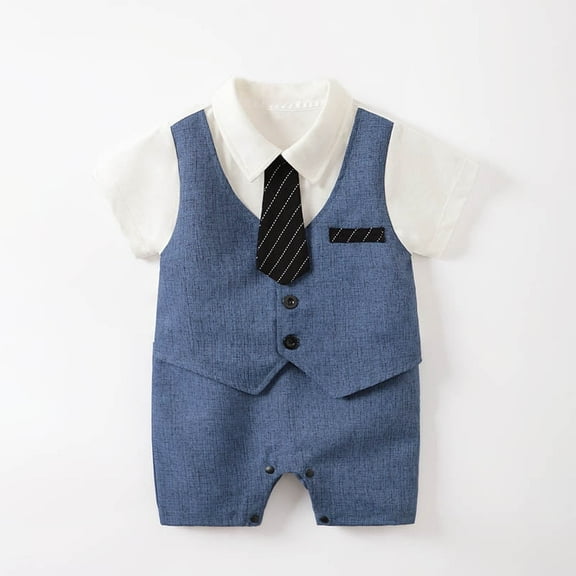 Short Sleeve Bodysuit Baby Clothing Sets Birthday Gifts Clothing Sets Baby Boy Gentleman Romper Suits