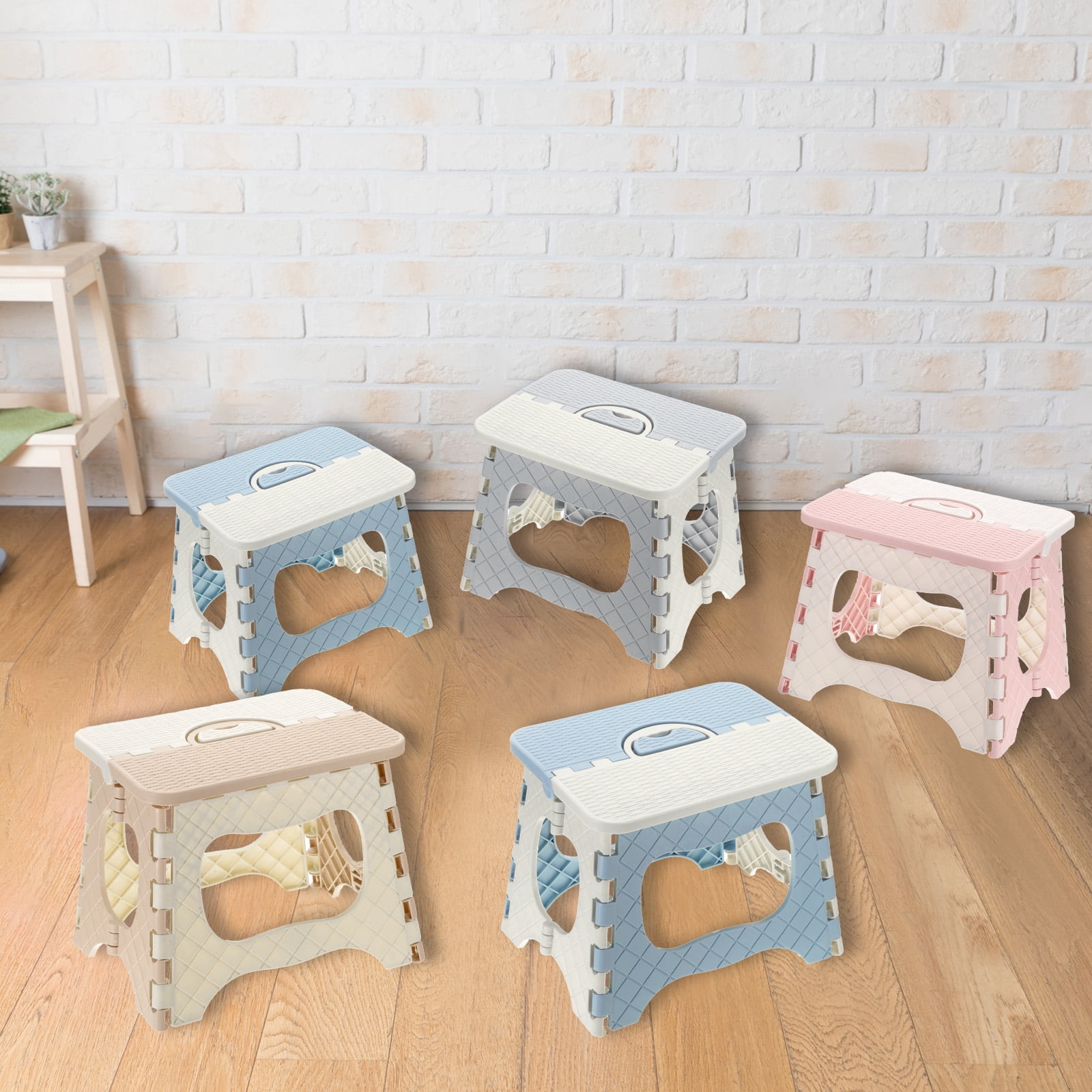Unique Bargains Folding Step Stool Non-Slip Collapsible Step Stool Pink 165 lbs