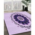 thumbnail image 3 of Ahgly Company Machine Washable Indoor Rectangle Transitional Purple Flower Purple Area Rugs, 3' x 5', 3 of 7