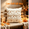 thumbnail image 2 of Pumpkin Throw Pillow Cover, Cream Textured Autumn Accent Cushion with Brown Stem, Fall Halloween Thanksgiving Sofa Decor, 18x18in, 2 of 5