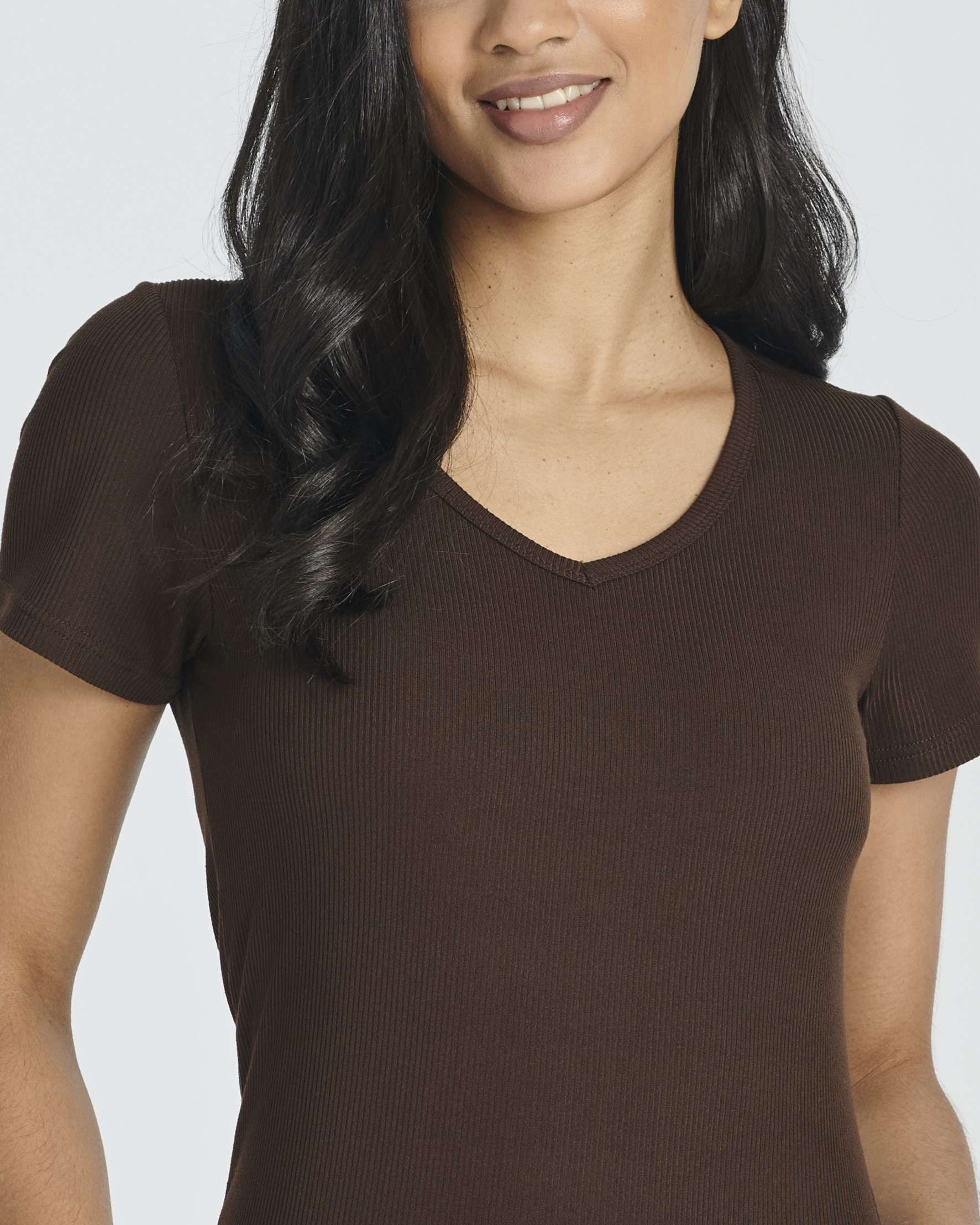 5 Pack: Women's Soft Ribbed Short Sleeve V-Neck T-Shirt Casual Summer Tee Shirts