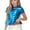 Blue, variant on Girls Metallic Peplum Top Silver Shiny Ruffle Hem Short Sleeve Crew Neck Cropped Blouse for Kids Little Girl Sparkly Polyester Birthday Party Outfit,Size 3-4T