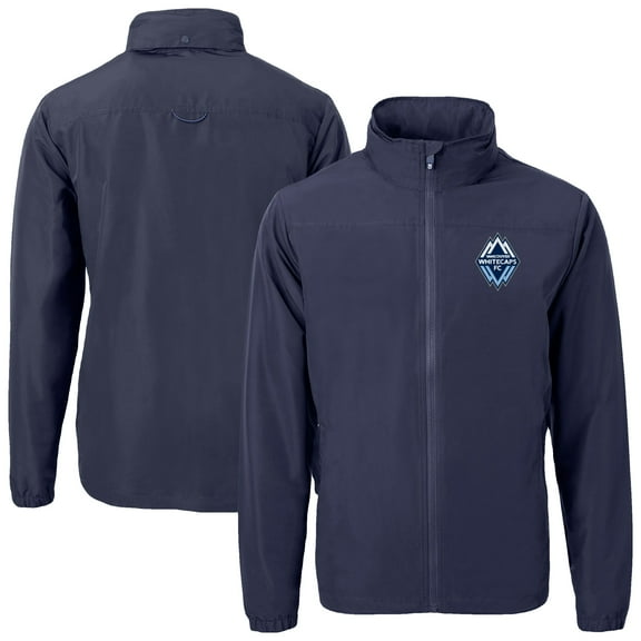 Men's-Cutter & Buck Navy Vancouver Whitecaps FC Charter Eco Recycled Full-Zip Jacket