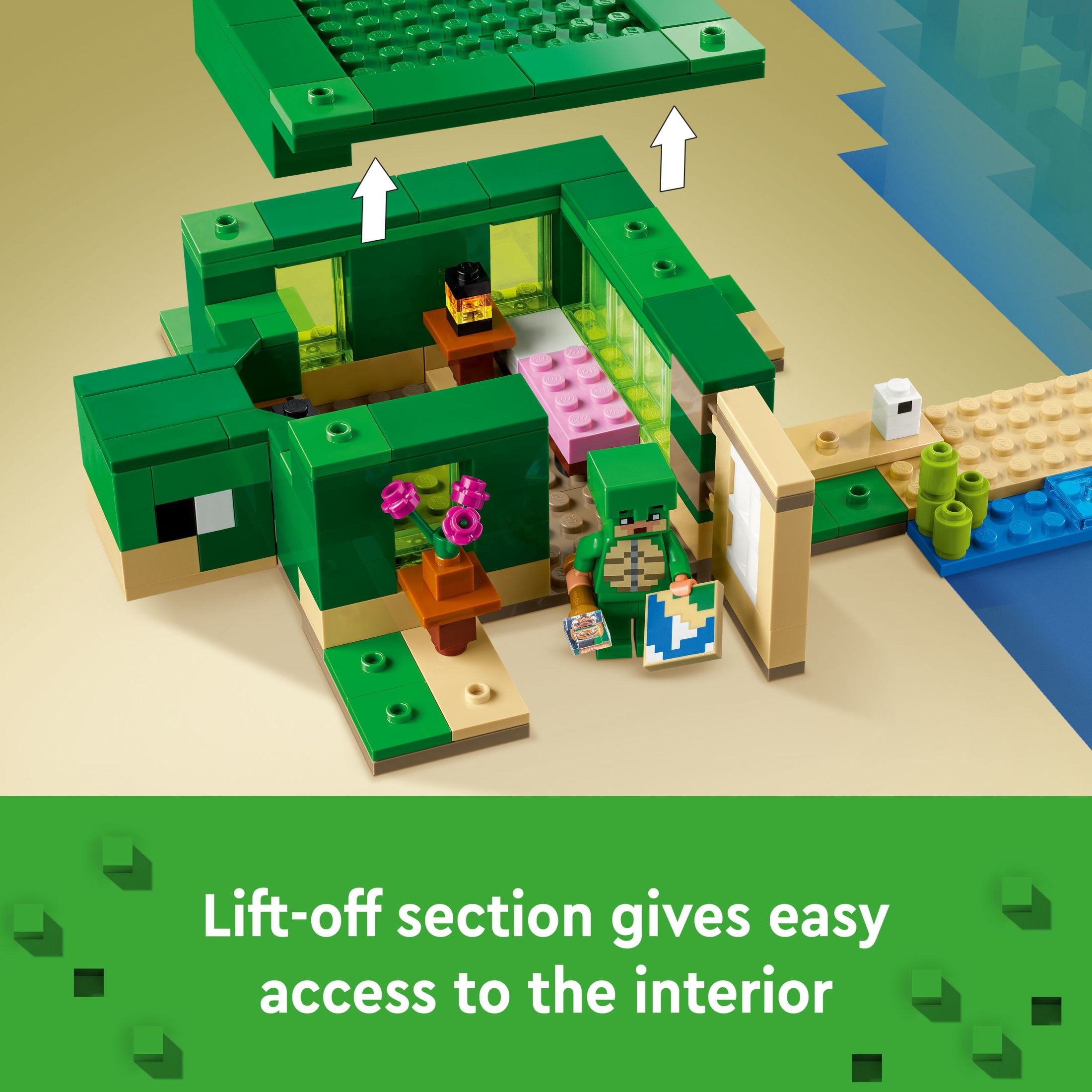 LEGO Minecraft The Turtle Beach House Construction Toy, Minecraft House Building Set with Turtle Figures, Accessories, and Characters from the Game, Gift for 8 Year Old Gamers, Boys and Girls, 21254