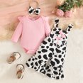 thumbnail image 2 of OJSFQUFP Baby Girl Summer Outfit Cartoon Cow Short Sleeve Romper Jumpsuit Headband Set Clothes, 2 of 9
