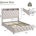 thumbnail image 2 of Queen Bed Frame with 50.8 in Tall Headboard, Platform Velvet Upholstered Bed Frame with 4 Storage Drawers, USB Charging Station, Led Lights, No Box Spring Needed, Easy Assembly, Beige, 2 of 7